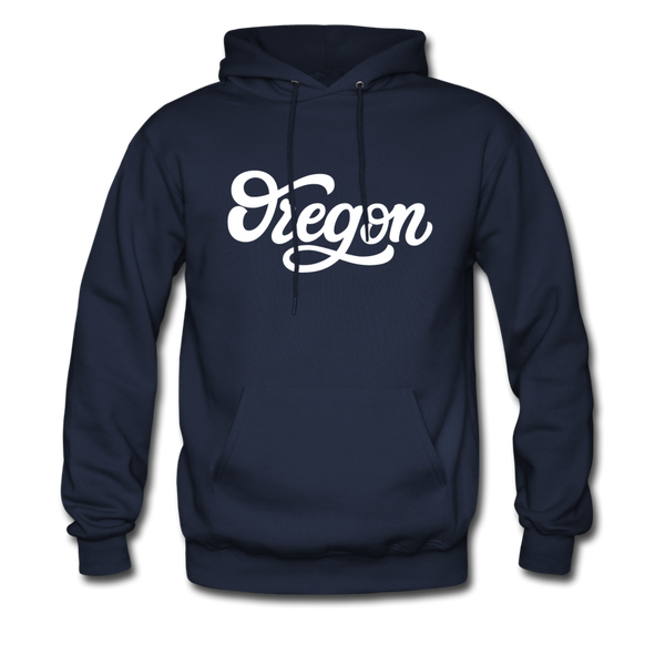 Oregon Hoodie - Hand Lettered Unisex Oregon Hooded Sweatshirt - navy