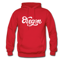 Oregon Hoodie - Hand Lettered Unisex Oregon Hooded Sweatshirt - red
