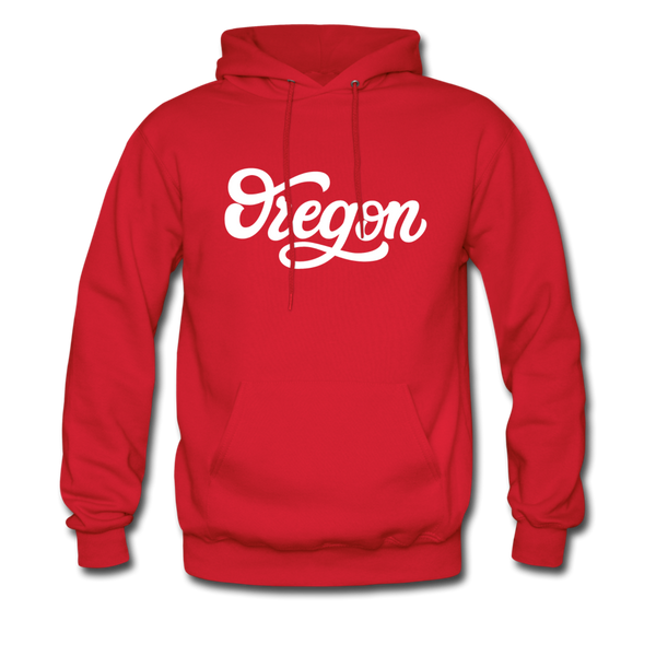 Oregon Hoodie - Hand Lettered Unisex Oregon Hooded Sweatshirt - red