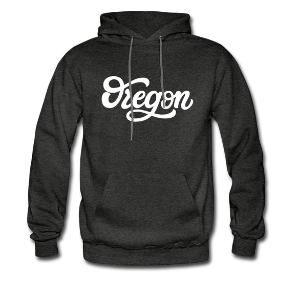 Oregon Hoodie - Hand Lettered Unisex Oregon Hooded Sweatshirt - charcoal gray