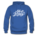 New Jersey Hoodie - Hand Lettered Unisex New Jersey Hooded Sweatshirt - royal blue