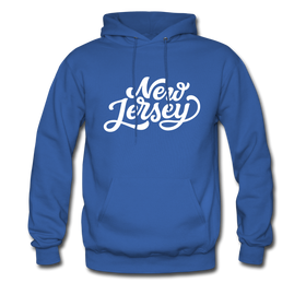 New Jersey Hoodie - Hand Lettered Unisex New Jersey Hooded Sweatshirt - royal blue