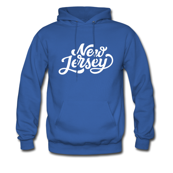 New Jersey Hoodie - Hand Lettered Unisex New Jersey Hooded Sweatshirt - royal blue