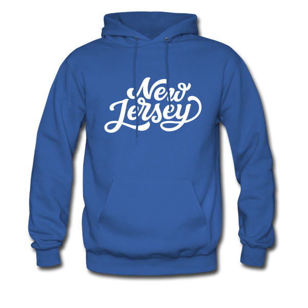 New Jersey Hoodie - Hand Lettered Unisex New Jersey Hooded Sweatshirt - royal blue