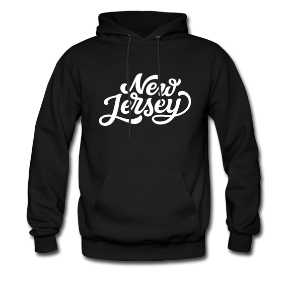 New Jersey Hoodie - Hand Lettered Unisex New Jersey Hooded Sweatshirt - black