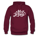 New Jersey Hoodie - Hand Lettered Unisex New Jersey Hooded Sweatshirt - burgundy
