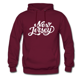 New Jersey Hoodie - Hand Lettered Unisex New Jersey Hooded Sweatshirt - burgundy