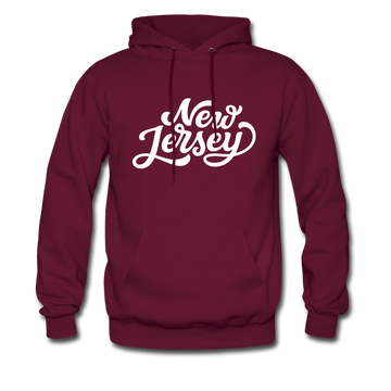 New Jersey Hoodie - Hand Lettered Unisex New Jersey Hooded Sweatshirt - burgundy