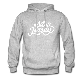 New Jersey Hoodie - Hand Lettered Unisex New Jersey Hooded Sweatshirt - heather gray