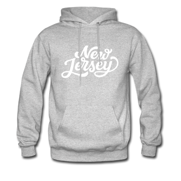 New Jersey Hoodie - Hand Lettered Unisex New Jersey Hooded Sweatshirt - heather gray