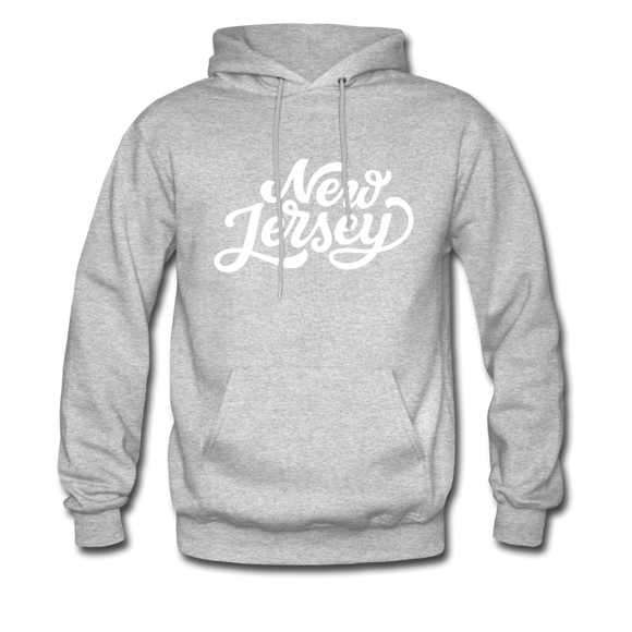 New Jersey Hoodie - Hand Lettered Unisex New Jersey Hooded Sweatshirt - heather gray