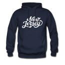New Jersey Hoodie - Hand Lettered Unisex New Jersey Hooded Sweatshirt - navy