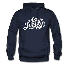 New Jersey Hoodie - Hand Lettered Unisex New Jersey Hooded Sweatshirt - navy