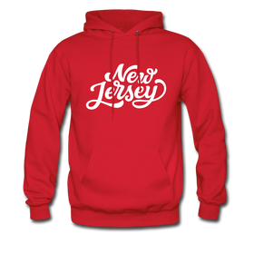 New Jersey Hoodie - Hand Lettered Unisex New Jersey Hooded Sweatshirt - red