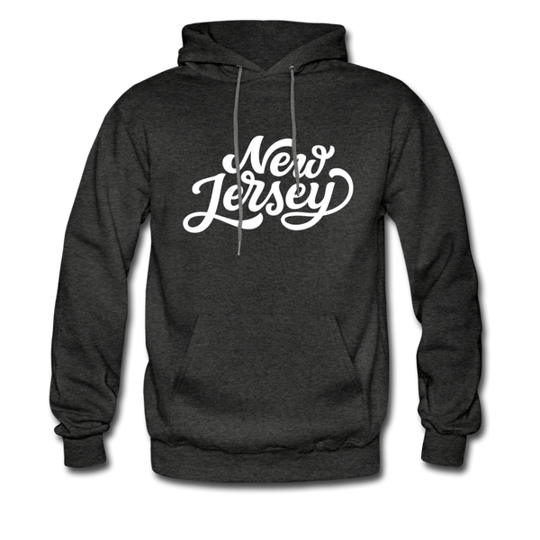 New Jersey Hoodie - Hand Lettered Unisex New Jersey Hooded Sweatshirt - charcoal gray