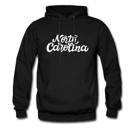 North Carolina Hoodie - Hand Lettered Unisex North Carolina Hooded Sweatshirt - black