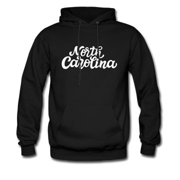 North Carolina Hoodie - Hand Lettered Unisex North Carolina Hooded Sweatshirt - black
