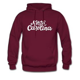 North Carolina Hoodie - Hand Lettered Unisex North Carolina Hooded Sweatshirt - burgundy