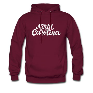 North Carolina Hoodie - Hand Lettered Unisex North Carolina Hooded Sweatshirt - burgundy