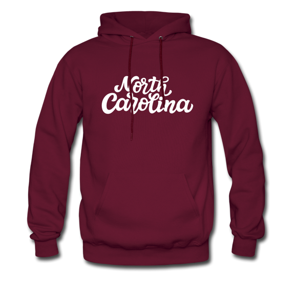 North Carolina Hoodie - Hand Lettered Unisex North Carolina Hooded Sweatshirt - burgundy