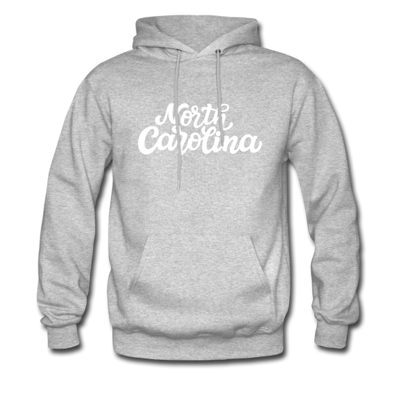 North Carolina Hoodie - Hand Lettered Unisex North Carolina Hooded Sweatshirt - heather gray