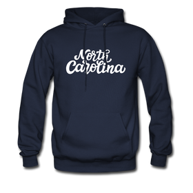 North Carolina Hoodie - Hand Lettered Unisex North Carolina Hooded Sweatshirt - navy