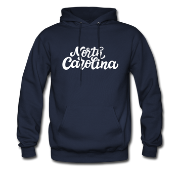 North Carolina Hoodie - Hand Lettered Unisex North Carolina Hooded Sweatshirt - navy