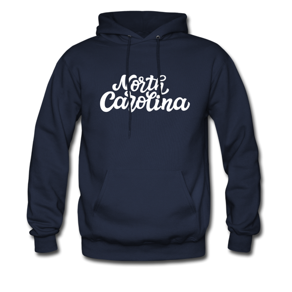North Carolina Hoodie - Hand Lettered Unisex North Carolina Hooded Sweatshirt - navy