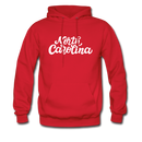 North Carolina Hoodie - Hand Lettered Unisex North Carolina Hooded Sweatshirt - red