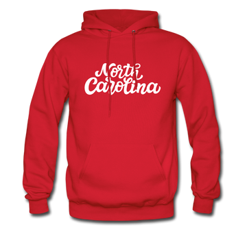 North Carolina Hoodie - Hand Lettered Unisex North Carolina Hooded Sweatshirt - red