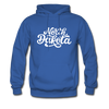 North Dakota Hoodie - Hand Lettered Unisex North Dakota Hooded Sweatshirt - royal blue