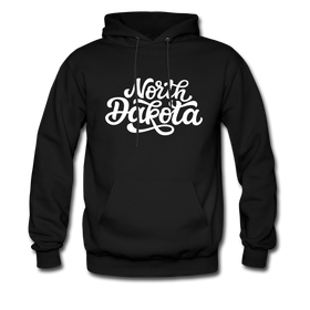 North Dakota Hoodie - Hand Lettered Unisex North Dakota Hooded Sweatshirt - black