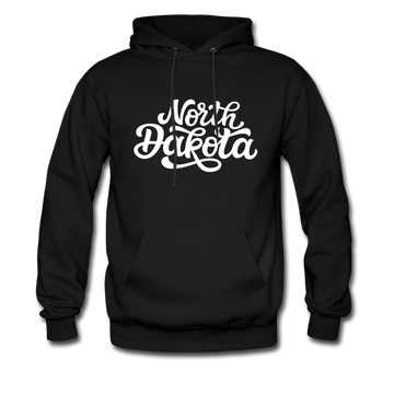 North Dakota Hoodie - Hand Lettered Unisex North Dakota Hooded Sweatshirt - black