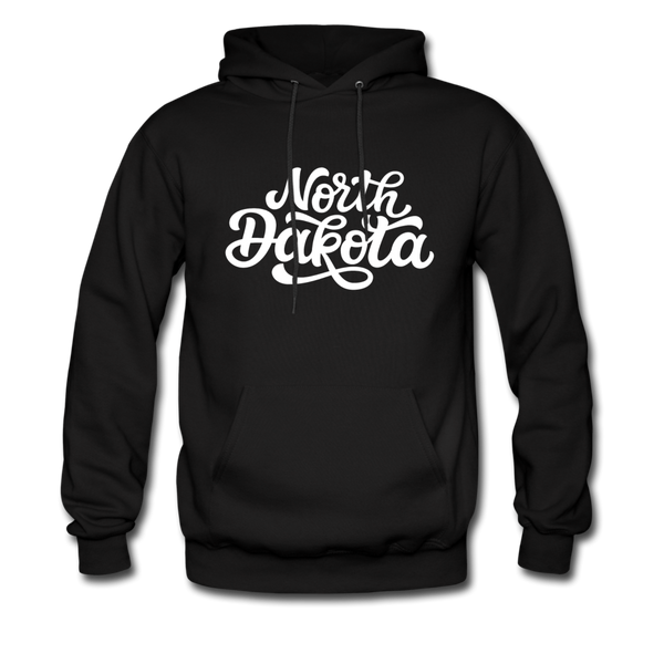 North Dakota Hoodie - Hand Lettered Unisex North Dakota Hooded Sweatshirt - black