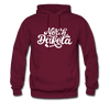 North Dakota Hoodie - Hand Lettered Unisex North Dakota Hooded Sweatshirt - burgundy