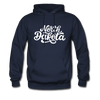North Dakota Hoodie - Hand Lettered Unisex North Dakota Hooded Sweatshirt - navy