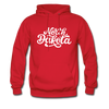 North Dakota Hoodie - Hand Lettered Unisex North Dakota Hooded Sweatshirt - red
