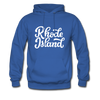 Rhode Island Hoodie - Hand Lettered Unisex Rhode Island Hooded Sweatshirt - royal blue