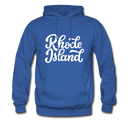 Rhode Island Hoodie - Hand Lettered Unisex Rhode Island Hooded Sweatshirt - royal blue