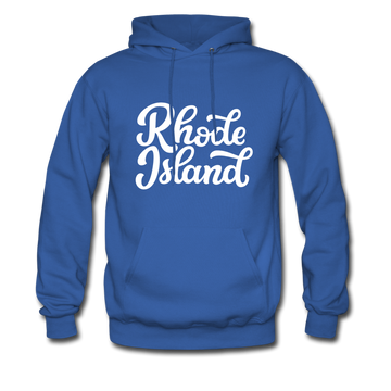 Rhode Island Hoodie - Hand Lettered Unisex Rhode Island Hooded Sweatshirt - royal blue