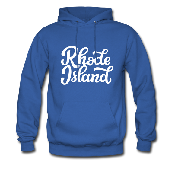 Rhode Island Hoodie - Hand Lettered Unisex Rhode Island Hooded Sweatshirt - royal blue