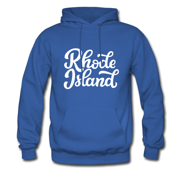 Rhode Island Hoodie - Hand Lettered Unisex Rhode Island Hooded Sweatshirt - royal blue