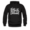 Rhode Island Hoodie - Hand Lettered Unisex Rhode Island Hooded Sweatshirt - black