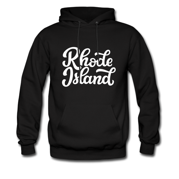 Rhode Island Hoodie - Hand Lettered Unisex Rhode Island Hooded Sweatshirt - black