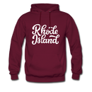 Rhode Island Hoodie - Hand Lettered Unisex Rhode Island Hooded Sweatshirt - burgundy