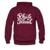 Rhode Island Hoodie - Hand Lettered Unisex Rhode Island Hooded Sweatshirt - burgundy