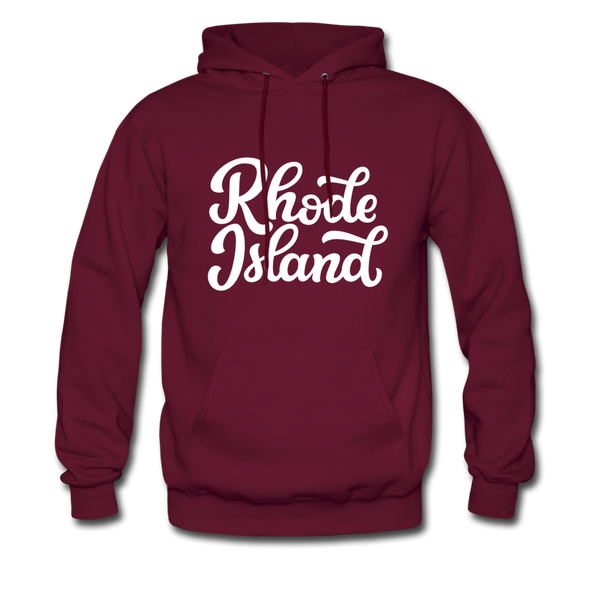 Rhode Island Hoodie - Hand Lettered Unisex Rhode Island Hooded Sweatshirt - burgundy