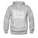 Rhode Island Hoodie - Hand Lettered Unisex Rhode Island Hooded Sweatshirt - heather gray