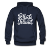 Rhode Island Hoodie - Hand Lettered Unisex Rhode Island Hooded Sweatshirt - navy