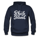 Rhode Island Hoodie - Hand Lettered Unisex Rhode Island Hooded Sweatshirt - navy